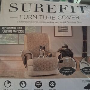 Sure Fit Plush Miracle Mink Recliner Cover - Grey